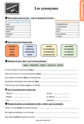 Les synonymes - Exercices, révisions : 6ème Harmos - PDF à imprimer