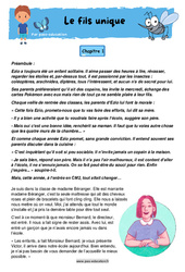 Le fils unique - Lecture suivie - Récit - lien EMC : 6ème, 7ème Harmos - PDF à imprimer