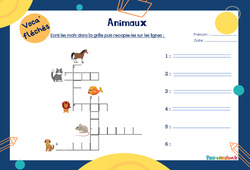 Animaux - Mot étiquette - Voca’ fléchés : 3eme Harmos - PDF à imprimer