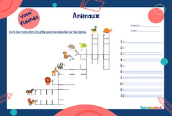 Animaux - Mot étiquette - Voca’ fléchés : 4ème, 5ème Harmos - PDF à imprimer