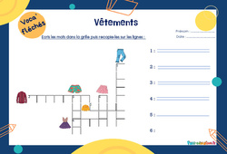 Vêtements - Mot étiquette - Voca’ fléchés : 3eme Harmos - PDF à imprimer
