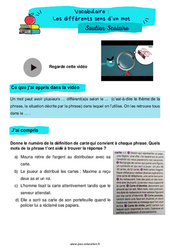 Les différents sens d’un mot - Soutien scolaire pour les élèves en difficulté. : 5ème Harmos - PDF à imprimer