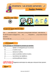 Les pronoms personnels - Soutien scolaire pour les élèves en difficulté. : 5ème Harmos - PDF à imprimer