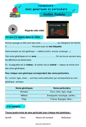 Mots génériques et particuliers - Soutien scolaire pour les élèves en difficulté. : 6ème Harmos - PDF à imprimer