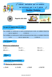 Multiplier par un nombre se terminant par 1 ou 2 zéros - Soutien scolaire pour les élèves en difficulté. : 6ème Harmos - PDF à imprimer