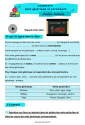 Mots génériques et particuliers - Soutien scolaire pour les élèves en difficulté. : 7ème Harmos - PDF à imprimer