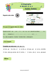 M devant m, b, p - Soutien scolaire pour les élèves en difficulté. : 5ème Harmos - PDF à imprimer