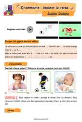 Repérer le verbe - Soutien scolaire pour les élèves en difficulté. : 4ème Harmos - PDF à imprimer