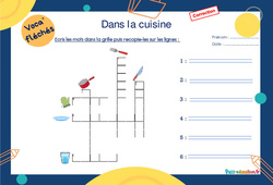 Dans la cuisine - Mot étiquette - Voca’ fléchés : 3eme Harmos - PDF à imprimer