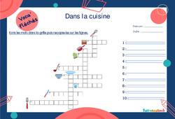 Dans la cuisine - Mot étiquette - Voca’ fléchés : 4ème, 5ème Harmos - PDF à imprimer