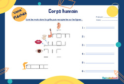 Corps humain - Mot étiquette - Voca’ fléchés : 3eme Harmos - PDF à imprimer