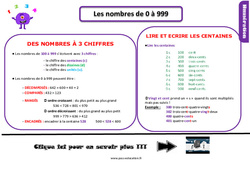 Les nombres de 0 à 999 - Cours, Leçon, trace écrite : 4ème Harmos - PDF gratuit à imprimer