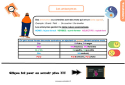 Les antonymes - Cours, Leçon, trace écrite : 6ème Harmos - PDF gratuit à imprimer