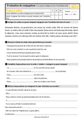 Le passé composé avec l’auxiliaire être - Évaluation, bilan : 6ème Harmos - PDF à imprimer