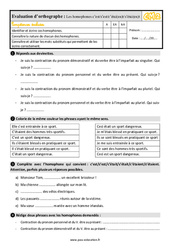 Les homophones grammaticaux - Fiches C’est/s’est/c’étai(en)t/s’étai(en)t - Évaluation, bilan : 7ème Harmos - PDF à imprimer