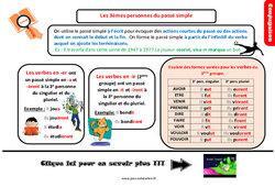 Les s personnes du passé simple - Cours, Leçon, trace écrite : 6ème Harmos - PDF gratuit à imprimer