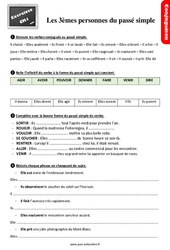 Les s personnes du passé simple - Exercices, révisions : 6ème Harmos - PDF à imprimer