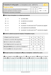 Les homophones - Fiches ou /où - la/là/l’a/l’as - Évaluation, bilan : 6ème Harmos - PDF à imprimer