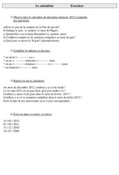 Calendrier - Exercices sur les jours, semaines, mois, année : 5ème Harmos - PDF à imprimer