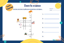 Dans la maison - Mot étiquette - Voca’ fléchés : 3eme Harmos - PDF à imprimer