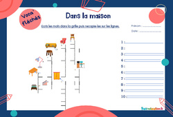 Dans la maison - Mot étiquette - Voca’ fléchés : 4ème, 5ème Harmos - PDF à imprimer