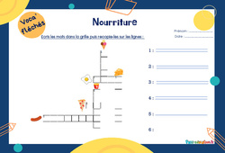 Nourriture - Mot étiquette - Voca’ fléchés : 3eme Harmos - PDF à imprimer