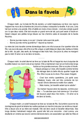 Dans la Favela - Récit - Lecture : 5ème, 6ème, 7ème Harmos - PDF à imprimer