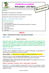 Séquence - Fiche de préparation Sens propre - sens figuré - Étude de la langue - Séquence - Fiche de préparation : 5ème Harmos - PDF à imprimer