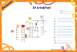 At breakfast - Mots fléchés - Lexique / vocabulaire - Crosswords : 6ème, 7ème Harmos - PDF à imprimer