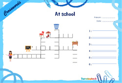 At school - Mots fléchés - Lexique / vocabulaire - Crosswords : 4ème, 5ème Harmos - PDF à imprimer