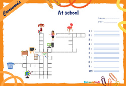 At school - Mots fléchés - Lexique / vocabulaire - Crosswords : 6ème, 7ème Harmos - PDF à imprimer