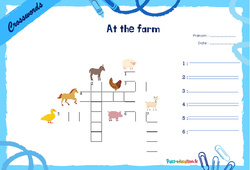 At the farm - Mots fléchés - Lexique / vocabulaire - Crosswords : 4ème, 5ème Harmos - PDF à imprimer