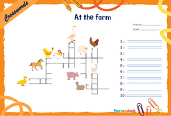 At the farm - Mots fléchés - Lexique / vocabulaire - Crosswords : 6ème, 7ème Harmos - PDF à imprimer