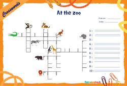 At the zoo - Mots fléchés - Lexique / vocabulaire - Crosswords : 6ème, 7ème Harmos - PDF à imprimer