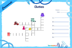 Clothes - Mots fléchés - Lexique / vocabulaire - Crosswords : 4ème, 5ème Harmos - PDF à imprimer