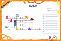 Clothes - Mots fléchés - Lexique / vocabulaire - Crosswords : 6ème, 7ème Harmos - PDF à imprimer