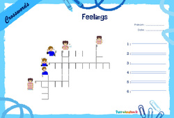 Feelings - Mots fléchés - Lexique / vocabulaire - Crosswords : 4ème, 5ème Harmos - PDF à imprimer