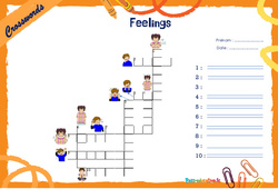 Feelings - Mots fléchés - Lexique / vocabulaire - Crosswords : 6ème, 7ème Harmos - PDF à imprimer