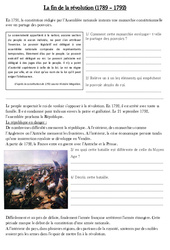 Fin de la révolution révolution (1789 - 1792) - Exercices - Les Temps Modernes : 6ème, 7ème Harmos - PDF à imprimer