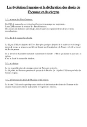 Révolution française et la déclaration des droits de l’homme et du citoyen - Cours, Leçon - Les Temps Modernes : 6ème, 7ème Harmos - PDF gratuit à imprimer