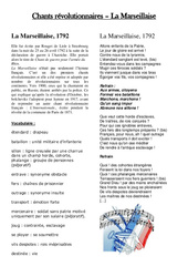 La Marseillaise - Chants révolutionnaires - Les Temps Modernes : 6ème, 7ème Harmos - PDF à imprimer