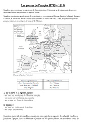 Guerres de l' empire (1799 - 1815) Napoléon - Exercices - Les Temps Modernes : 6ème, 7ème Harmos - PDF à imprimer