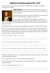 Napoléon et le premier empire - Exercices - Les Temps Modernes : 6ème, 7ème Harmos - PDF à imprimer