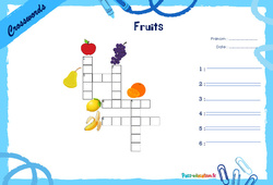 Fruits - Mots fléchés - Lexique / vocabulaire - Crosswords : 4ème, 5ème Harmos - PDF à imprimer