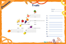 Fruits - Mots fléchés - Lexique / vocabulaire - Crosswords : 6ème, 7ème Harmos - PDF à imprimer