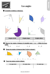 Les angles - Exercices, révisions : 6ème Harmos - PDF à imprimer