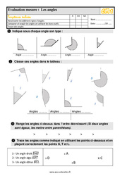 Les angles - Évaluation, bilan : 6ème Harmos - PDF à imprimer