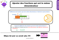 Ajouter des fractions qui ont le même dénominateur - Cours, Leçon : 6ème Harmos - PDF gratuit à imprimer