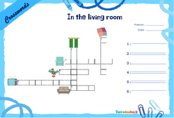 In the living room - Mots fléchés - Lexique / vocabulaire - Crosswords : 4ème, 5ème Harmos - PDF à imprimer