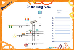 In the living room - Mots fléchés - Lexique / vocabulaire - Crosswords : 6ème, 7ème Harmos - PDF à imprimer